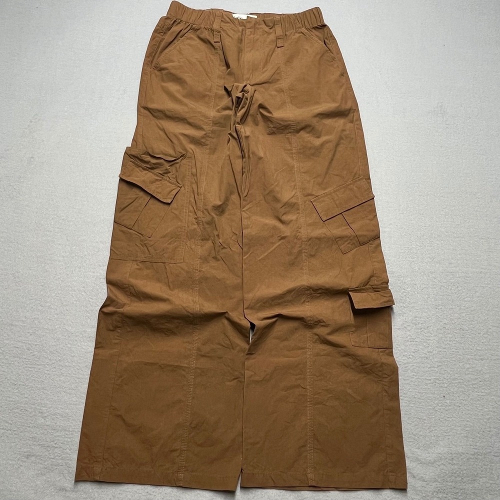 Elodie Brown Cargo Pant Anthropology flair Crop Utility Pocket Elastic Waist‎ XS